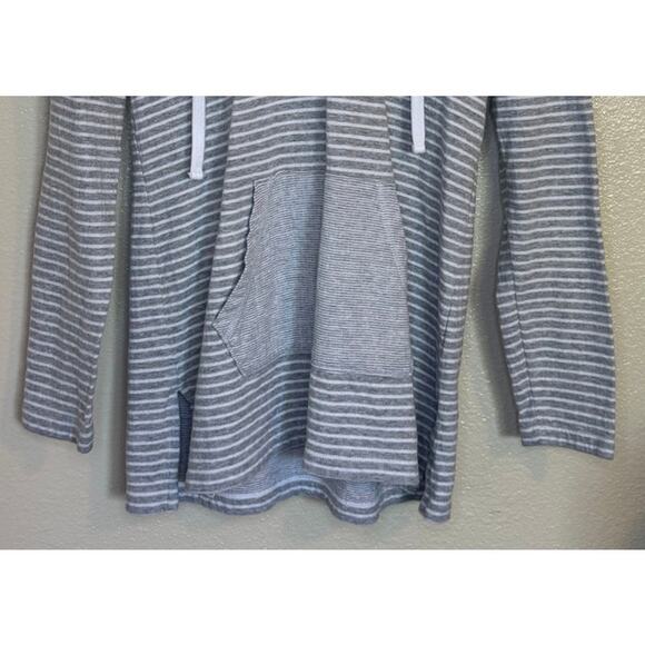 Not For Sale Standard James Perse Hoodie Women Small Gray Striped Kangaroo - Picture 4 of 9